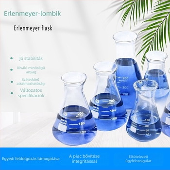 Üveg háromszög alakú palack laboratóriumi oktatáshoz, nagy hőállóságú