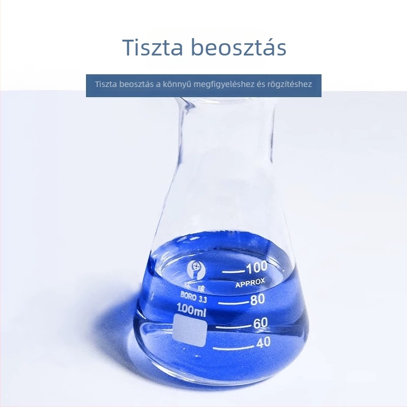 Üveg háromszög alakú palack laboratóriumi oktatáshoz, nagy hőállóságú
