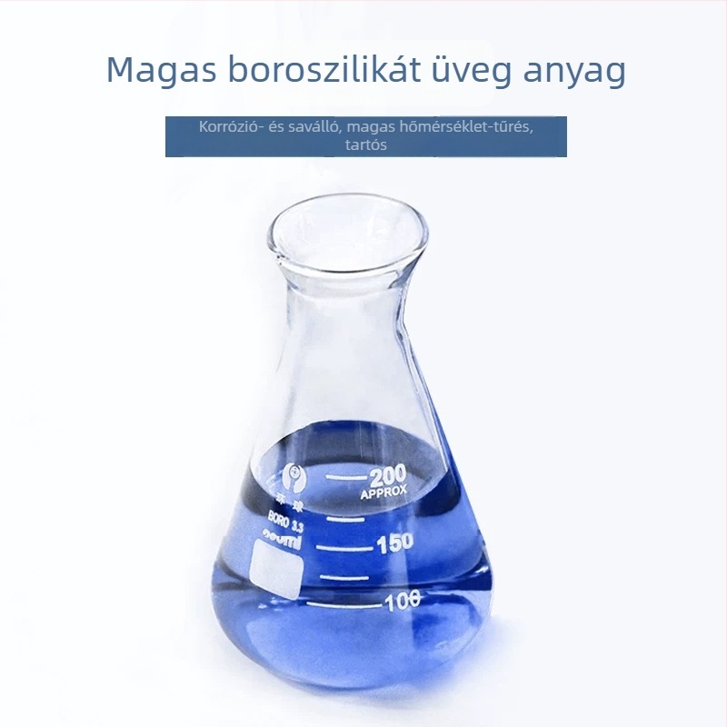 Üveg háromszög alakú palack laboratóriumi oktatáshoz, nagy hőállóságú