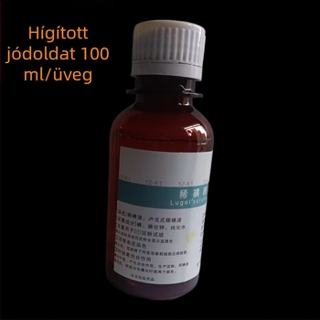 Hígított jódoldat 100/500 ml-es üvegben, kísérleti sejtekhez: hagyma epitélium, ideiglenes slide- festés fiziológiás sóoldatban