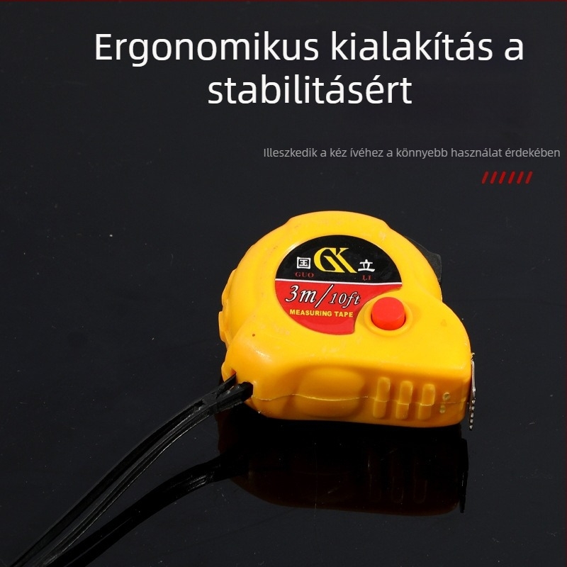 3m/5m acél mérőszalag sárga tokban, kopásálló, háztartási és építkezési használatra