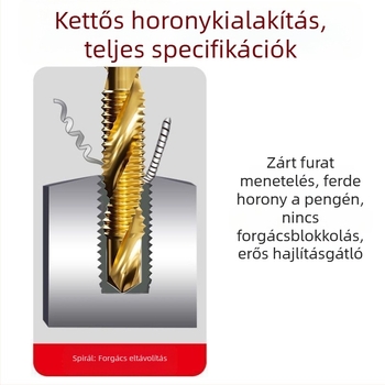 Három az egyben HSS menetfúrókészlet hexagonális tengellyel, fúráshoz és menetek készítéséhez