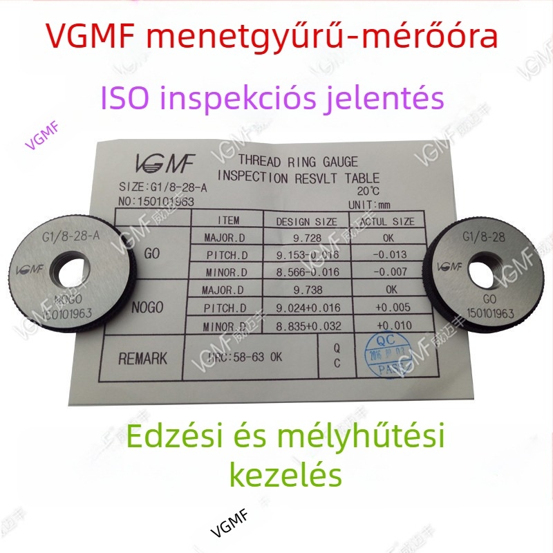 55° ISO csőmenet mérőeszközök készlet: G1/16, G1/8, 1/4, 3/8, G1/2, 3/4 — gyűrűmérő, dugómérő és Go/No-Go mérőkészlet