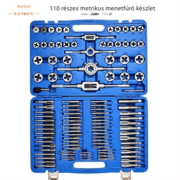 110 darabos menetesítő készlet műanyag dobozban, magas keménységű M2–M18 kézi menetkészítő eszközök — South blade