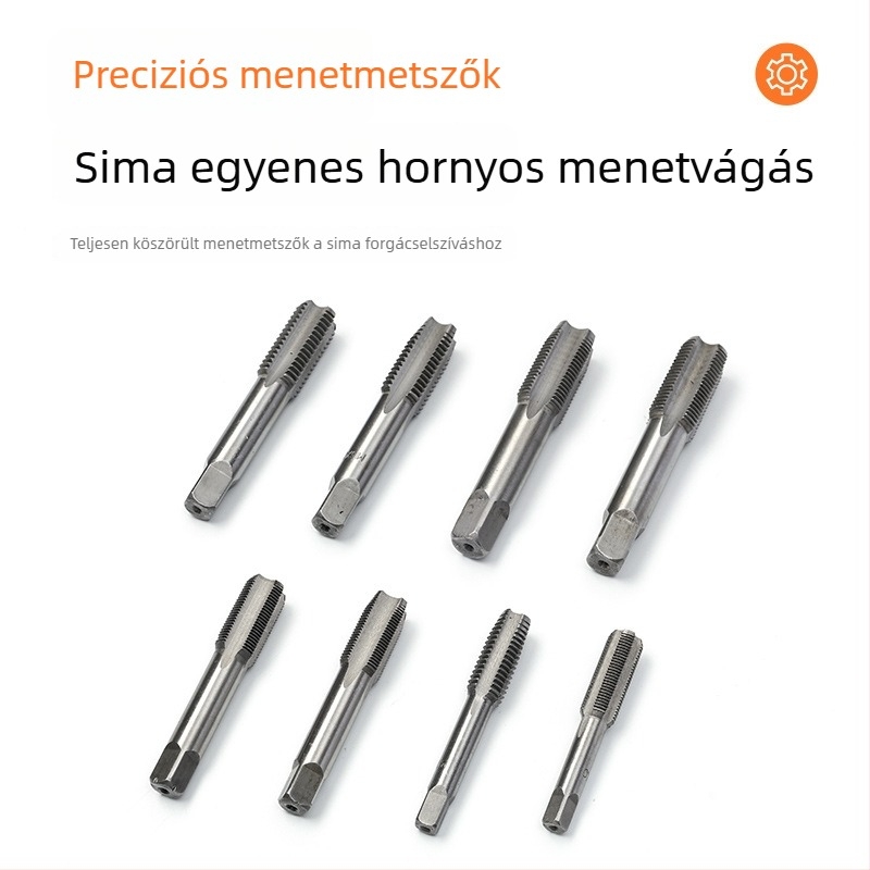 8 részes menetkészlet menetvágó kulccsal, kézi menetvágó eszközzel és fúrókészlettel