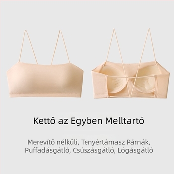 Női nyári top mellpárnával, bandeau-stílus, fehér, viselhető belső vagy külső rétegként, szép háta