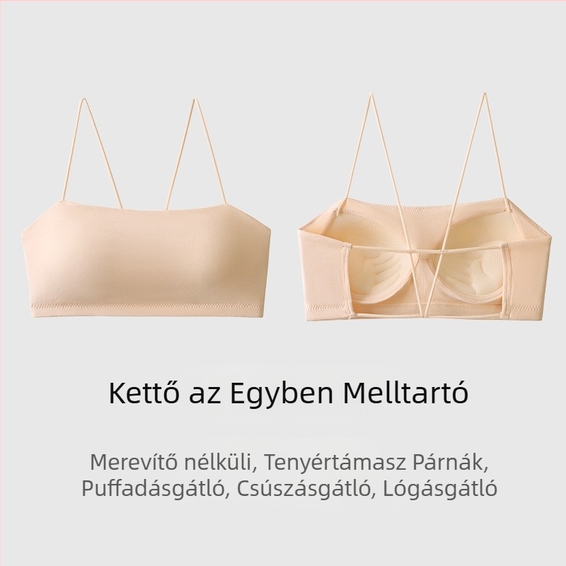 Női nyári top mellpárnával, bandeau-stílus, fehér, viselhető belső vagy külső rétegként, szép háta