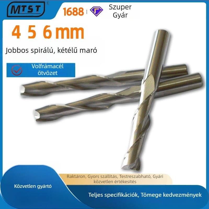 4/5/6 mm-es kétélű spirálmaró akril gravírozáshoz, CNC szerszám