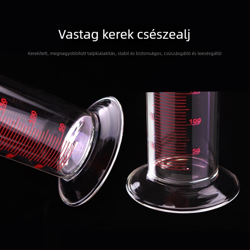 Üvegmérő henger skálával, 100 ml, 250 ml, 500 ml és 1000 ml kapacitásokkal, laboratóriumi használatra