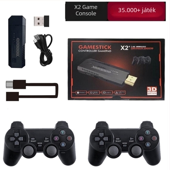 X2Plus Pandora otthoni játékkonzol, 4K arcade, vezeték nélküli kétjátékos, Android, 64GB