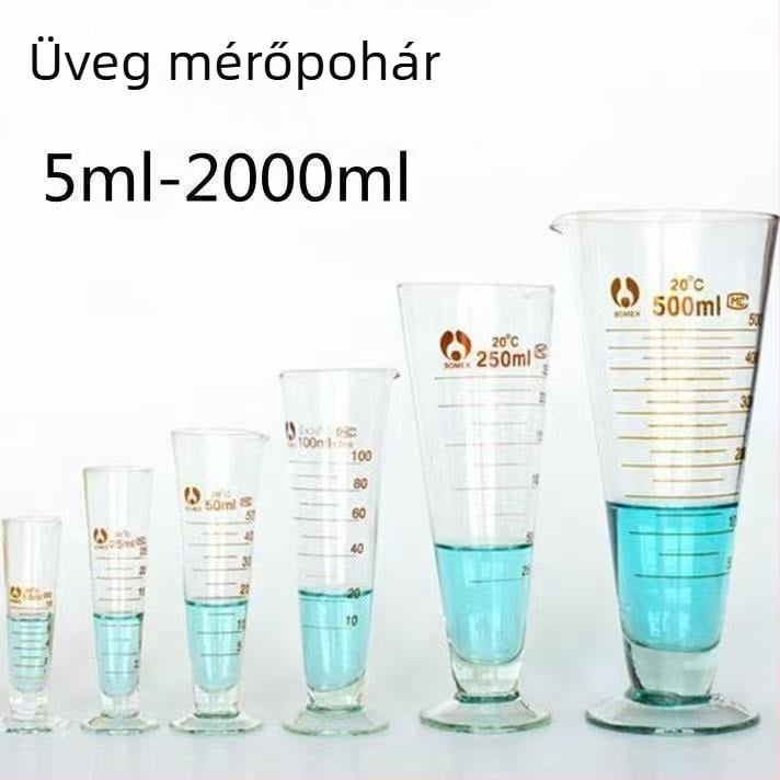 Üveg mérőhenger kémiai kísérletekhez, 10–1000 ml, nagy kapacitás, átlátszó konusos mérőedény