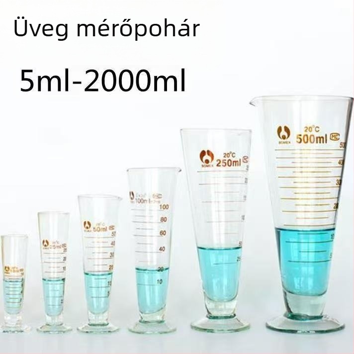 Üveg mérőhenger kémiai kísérletekhez, 10–1000 ml, nagy kapacitás, átlátszó konusos mérőedény