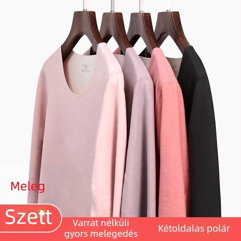 Sima varrás nélküli melegítő fehérnemű férfiaknak és nőknek, Derong anyag, karcsúsított szabás, felső és nadrág, őszi viselet