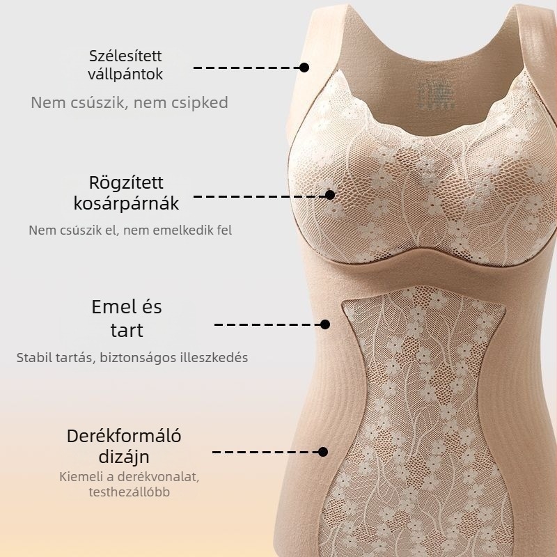 Női termikus felső fleece béléssel és mellkas párnákkal, melltartó nélkül, vastag alapréteg őszi–téli