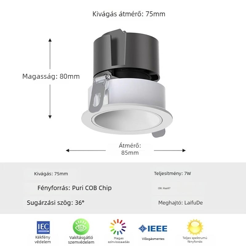 LED spotlámpa anti‑reflexiós, falmosó világítás a nappaliba