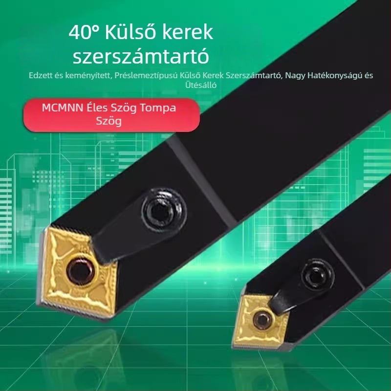 CNC eszterga külső forgácsoló szerszám, szár MCMNN2020K12-100, 40° gyémánt bevágó él