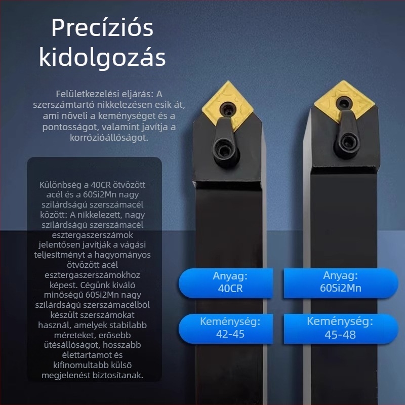CNC eszterga külső forgácsoló szerszám, szár MCMNN2020K12-100, 40° gyémánt bevágó él