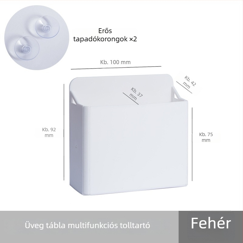 Funi színes összecsukható tároló doboz szívókoronggal, üvegből készült fehér tábla és mágneses tolltartó irodai és otthoni használatra