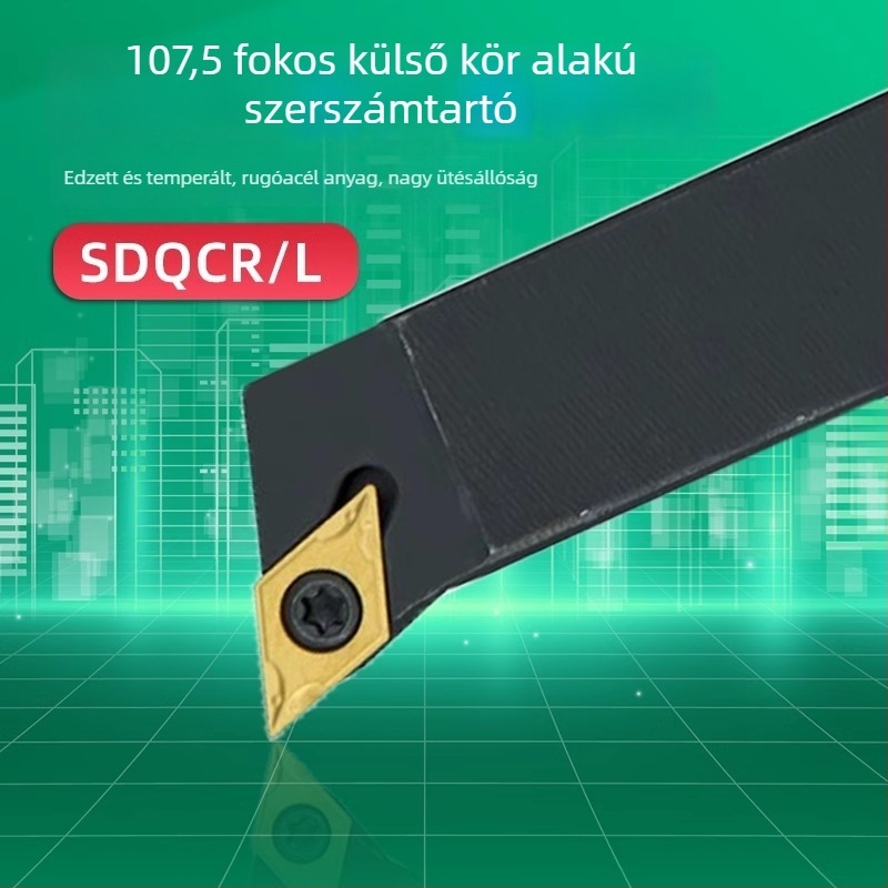 CNC-eszterga szerszárrúd külső maráshoz, 107,5° gyémántcsúcsú vágóél SDQCR2020/2525k11