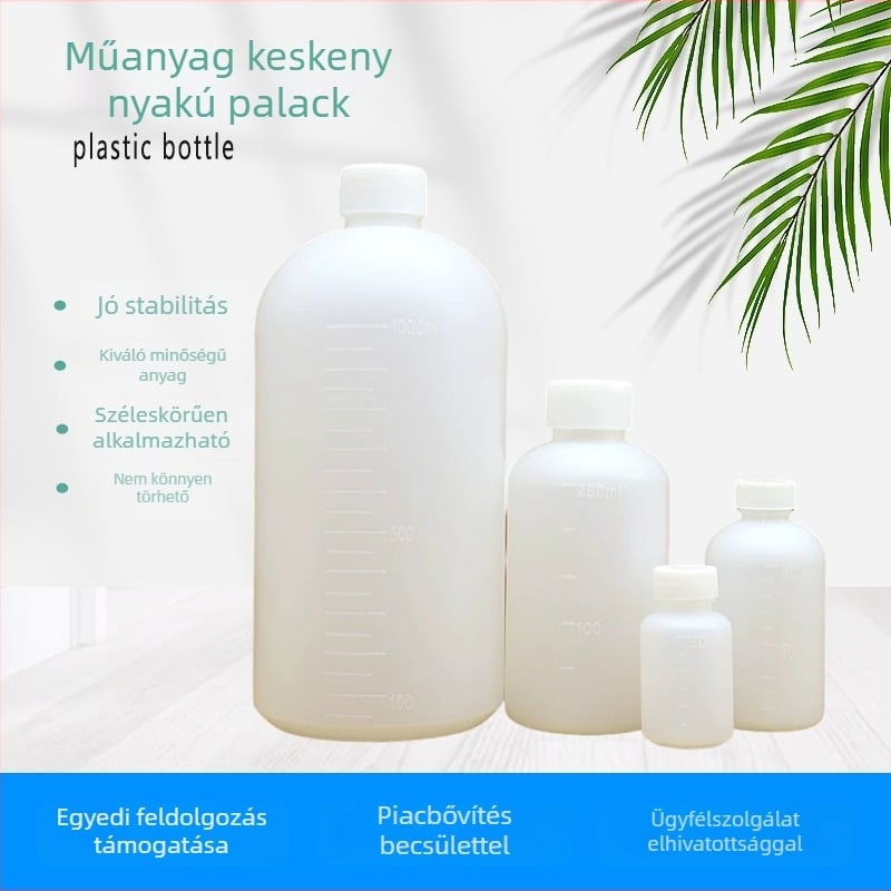 Műanyag kisnyílású palackok, reagens palackok 100-500 ml, folyadék adagoló palackok szűk szájú
