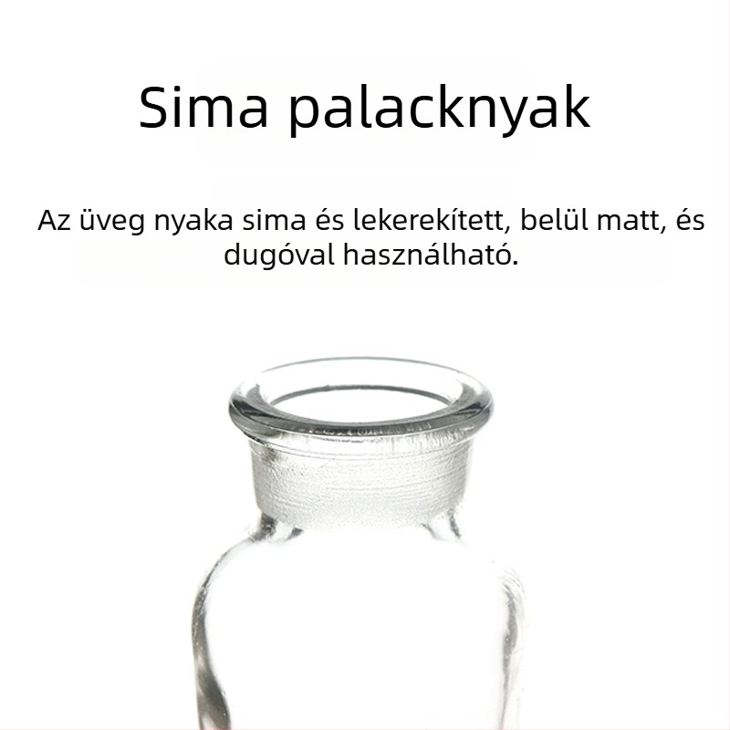 Laboratóriumi reagensekhez használt üveg, matt szájú, széles nyakú, fehér és barna üveg, vastagfalú