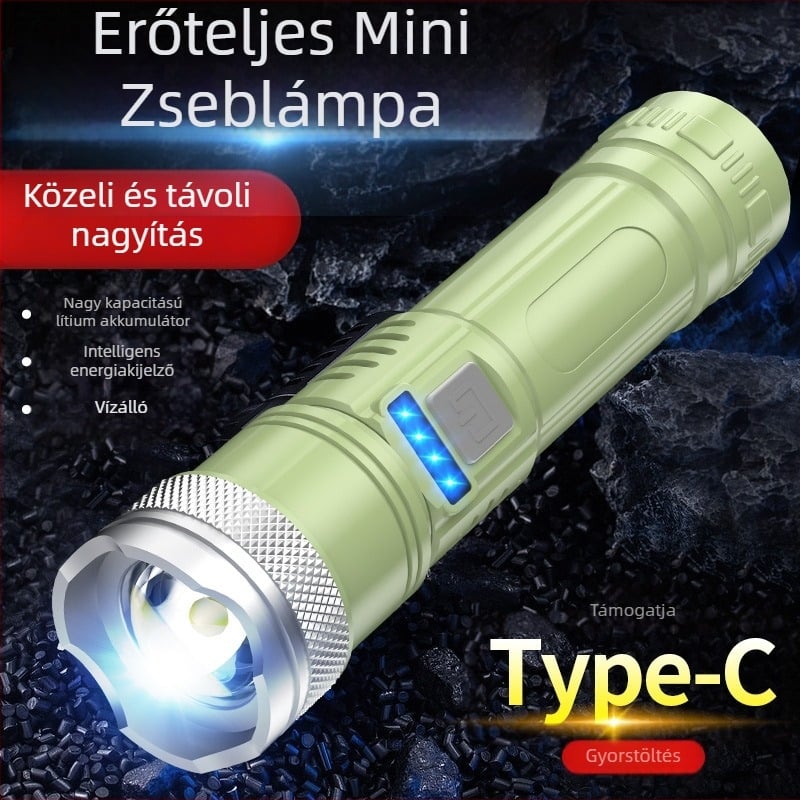 Újrat tölthető LED elemlámpa, nagy fényerejű, kültéri és otthoni használatra, strapabíró a túrákhoz, kempingezéshez és éjszakai kerékpározáshoz