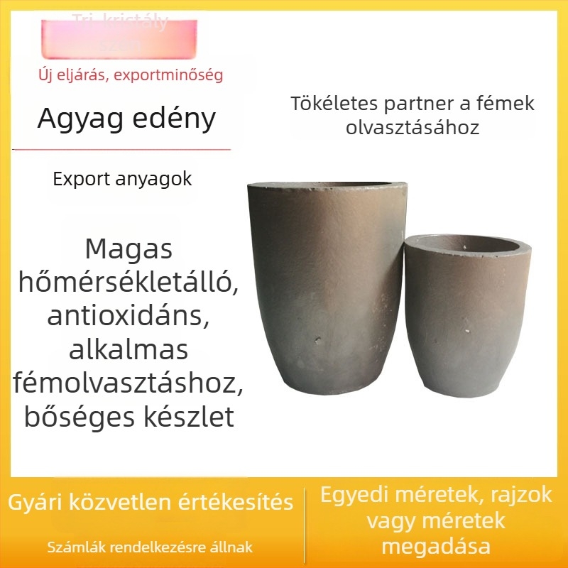 Grafit-agyagból készült kohóedény a réz, alumínium, arany, ezüst, cink és ón megolvasztásához — kis kohóedény metallurgia tesztekhez