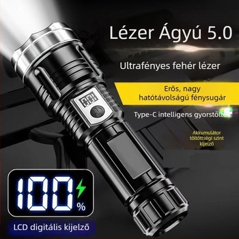 YEBU fehér lézeres LED elemlámpa, erős fénnyel, hosszú hatótávolsággal, újratölthető, hordozható kültéri LED lámpa.
