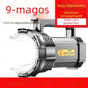 Tölthető kézi keresőlámpa, rendkívül fényes, hosszú hatótávolság, nagy teljesítmény, nagy kapacitású akkumulátor, kültéri használatra.