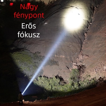 Tölthető kézi keresőlámpa, rendkívül fényes, hosszú hatótávolság, nagy teljesítmény, nagy kapacitású akkumulátor, kültéri használatra.