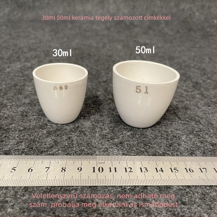 Számozott kerámiatégelyek, 30 ml és 50 ml digitális jelölésekkel – laboratóriumi tégelyek