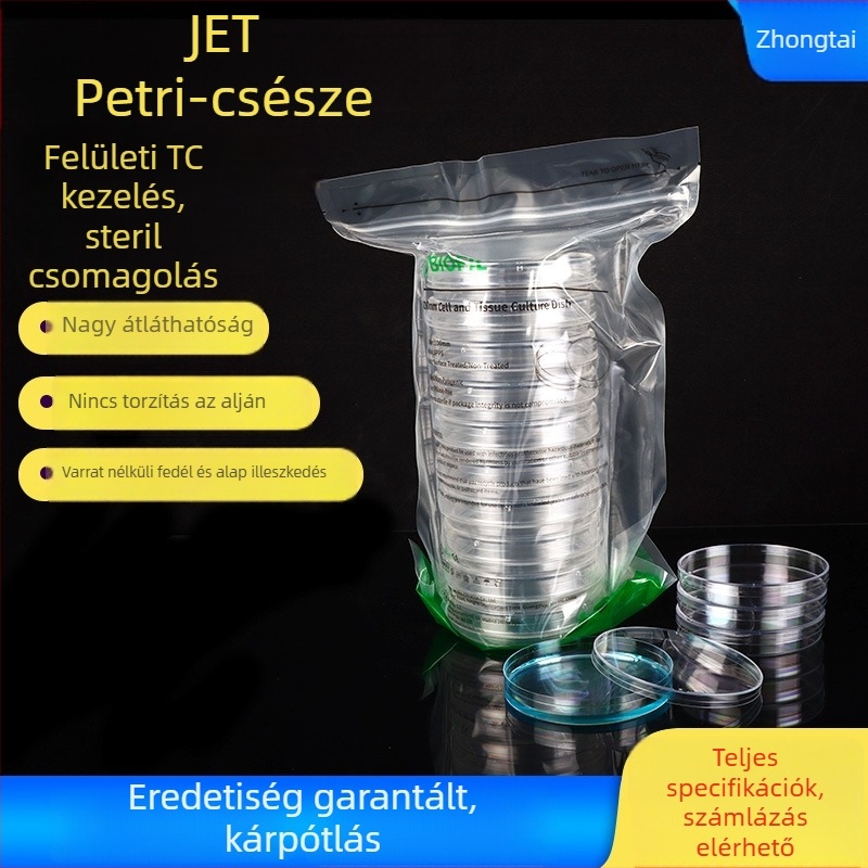 JET 35/60/100/150 mm egyszer használatos sejtkultúra tálca, steril, TC-kezelés