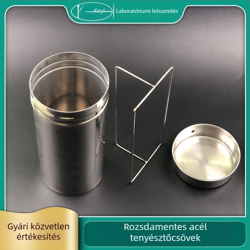 Rozsdamentes acél Petri-tálcső légkimenettel, sterilizáló tartály Petri tálakhoz, kísérletekhez, méretek 60/75/90 mm