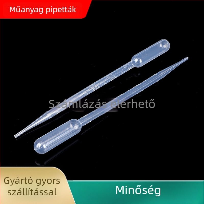 Műanyag Pasteur-pipetta skálázással, egyszer használatos, 1 ml, 2 ml, 3 ml, 5 ml – 100 darab/csomag
