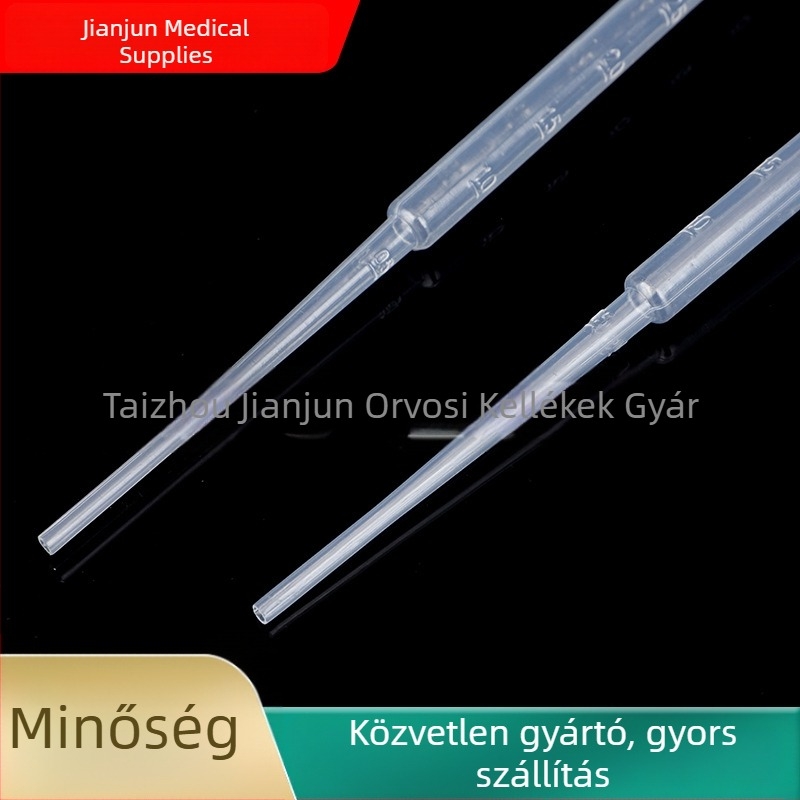 Műanyag Pasteur-pipetta skálázással, egyszer használatos, 1 ml, 2 ml, 3 ml, 5 ml – 100 darab/csomag