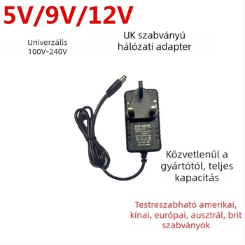 Brit standard tápegység adapterrel, háromtűs csatlakozóval, kimenetek: 3V, 5V, 6V, 9V, 12V, 24V, 1–3A