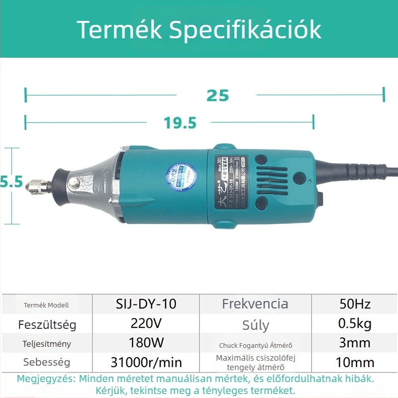 Dayi 301 Mini Magas Sebességű Elektromos Forgó Eszköz Fa Véséséhez, Kézi Csiszoláshoz és Finiseléshez
