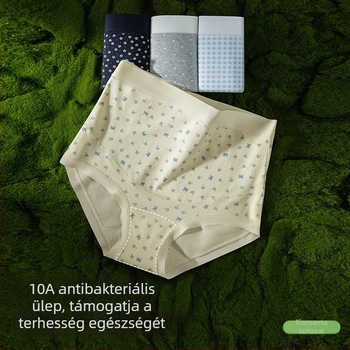 Erdei virágos terhesnadrágok, magas derekú, 100% pamut, antibakteriális, teljes pamut, meghosszabbított ágyékrész, korai, középső és késői terhességre és szülés utáni időszakra