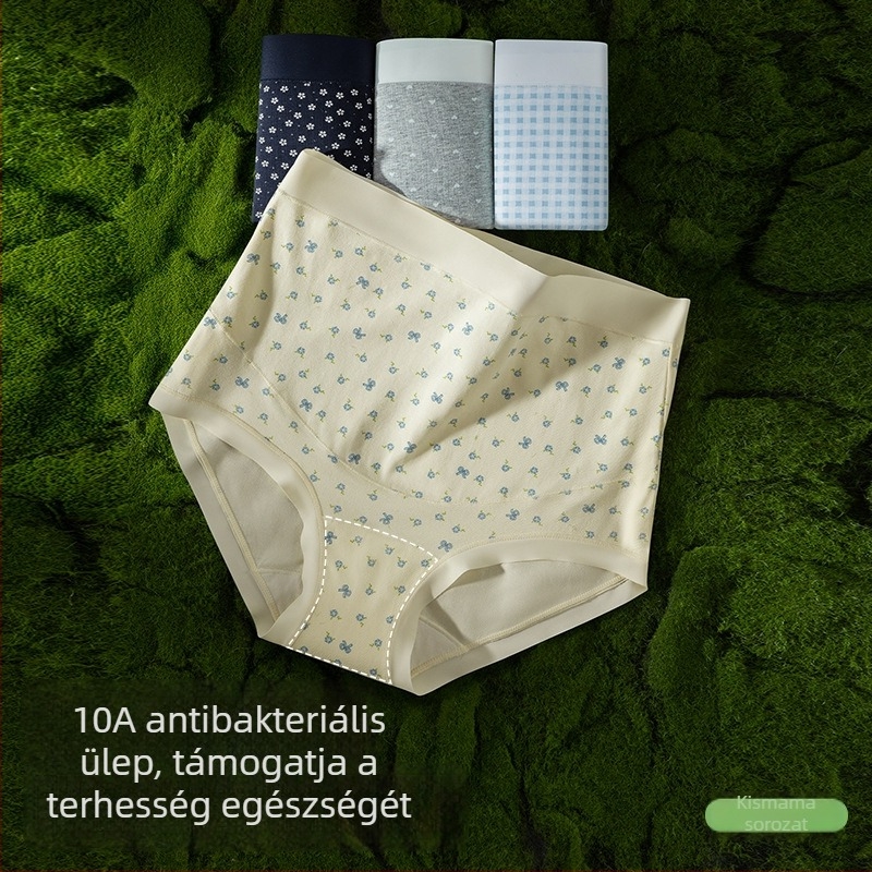 Erdei virágos terhesnadrágok, magas derekú, 100% pamut, antibakteriális, teljes pamut, meghosszabbított ágyékrész, korai, középső és késői terhességre és szülés utáni időszakra