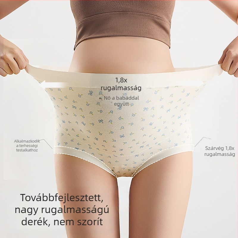 Erdei virágos terhesnadrágok, magas derekú, 100% pamut, antibakteriális, teljes pamut, meghosszabbított ágyékrész, korai, középső és késői terhességre és szülés utáni időszakra
