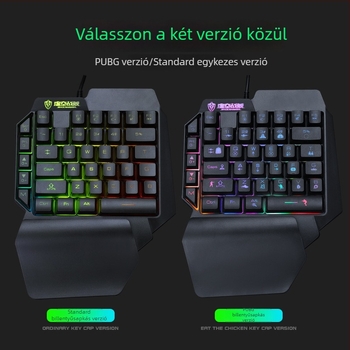 F6 egykezes gamer billentyűzet Peacekeeper Elite (PUBG Mobile), háttérvilágítással és egyedi billentyűzónával