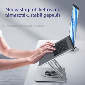Ötvözetből készült laptopállvány 360°-os forgással, állítható magasság és összecsukható, íróasztali hűtés