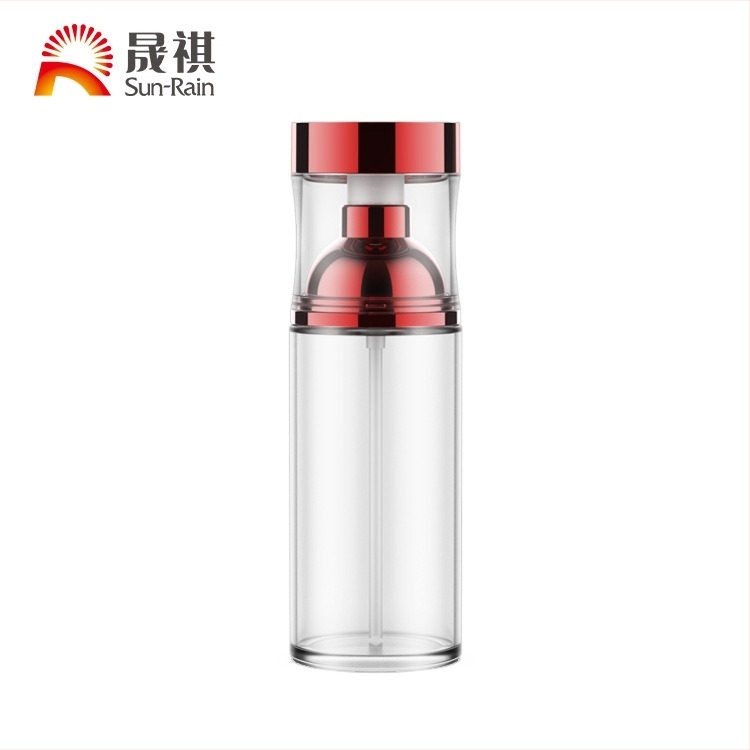 PET-lotionos üveg, nagy kapacitású kozmetikai tégely krémhez, 100 ml / 115 ml / 140 ml, piros fedél, gyöngyházfehér