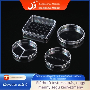 Műanyag Petri edények sejttenyésztéshez, átlátszó, vastagfalú, egyszer használatos