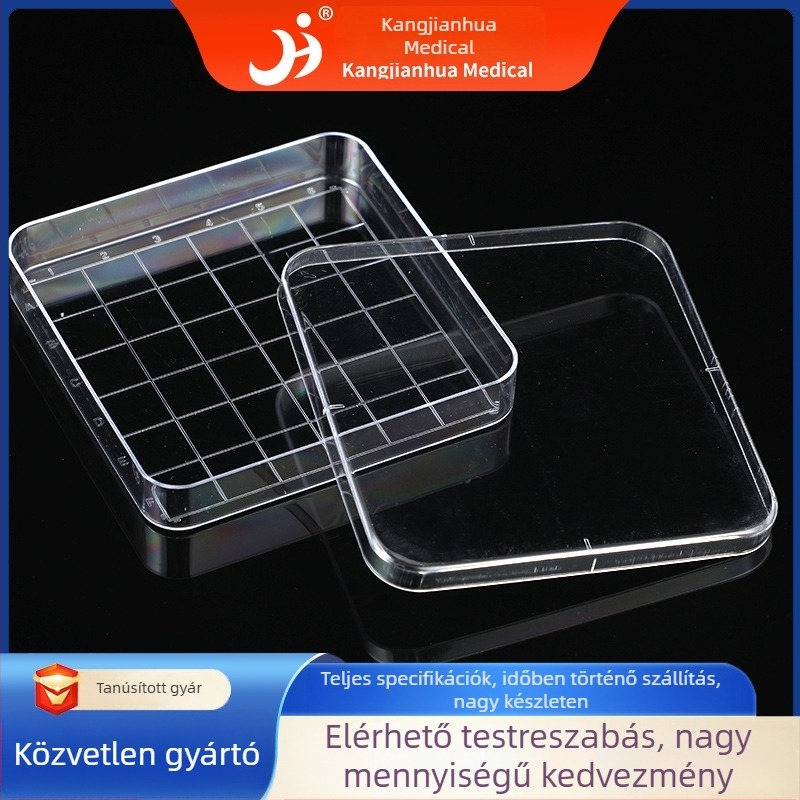 Műanyag Petri edények sejttenyésztéshez, átlátszó, vastagfalú, egyszer használatos