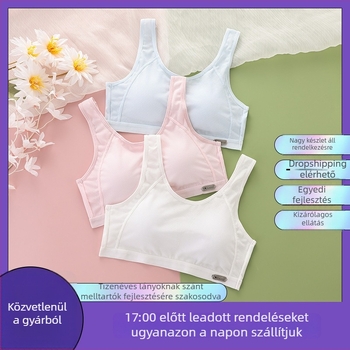 Légáteresztő, vezeték nélküli edzőmelltartó rögzített kosarakkal, kétfokozat kialakítás, 9–18 éves lányoknak