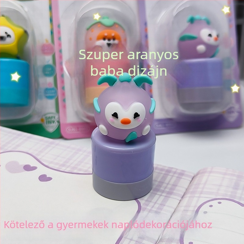 Világító, csillogó babapecsét készlet gyerekeknek, kreatív pecsétkészlet színes fény tintapárnával