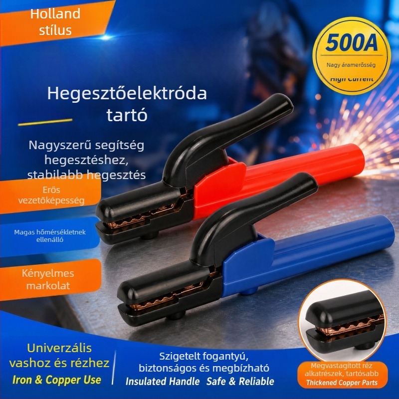 Holland stílusú hegesztőfogó, szigetelt markolattal, két színű nylon burkolattal, magas hőmérsékletnek ellenálló réz alkatrészek, súlyozott fogó