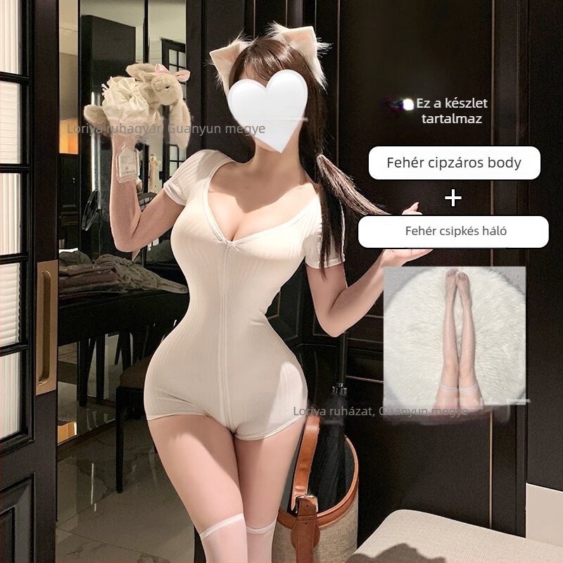 Női szexi fehérneműbodysuit, kényelmes és rugalmas, függőleges csíkokkal, egyszínű, rövidnadrágos fazon