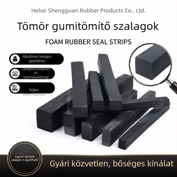Szilárd gumi tömítőszalag, négyszögletes, sík profil, ütközésvédő és rezgéscsillapító tengeri felhasználásra, kemény, kopásálló és olajálló, csúszásmentes védőcsík